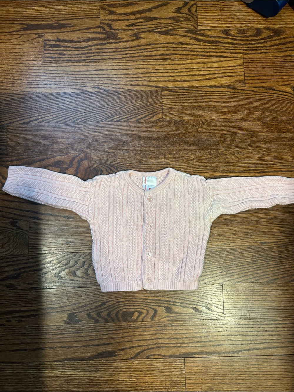 Soft Knit Pink Cable-Pattern Baby Girl’s Cardigan